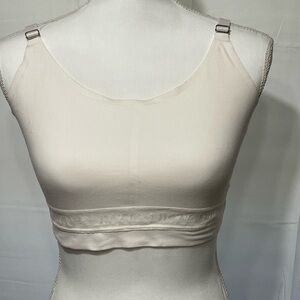 Lucky Brand Cream Bralette Crop Top with logo